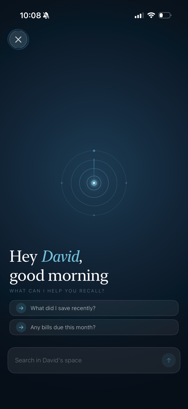 OwnMynd recall screen in dark mode