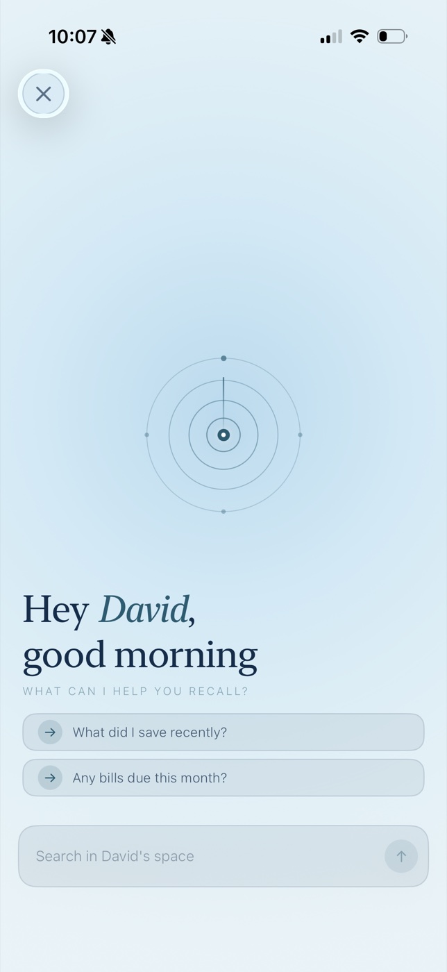 OwnMynd recall screen in light mode