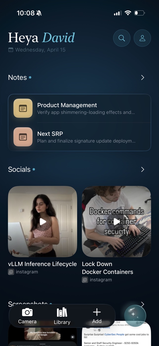 OwnMynd home screen in dark mode